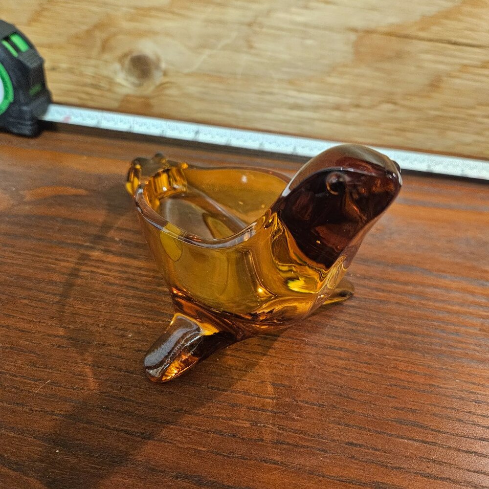 Vintage Sasaki Amber glass Seal figurine
